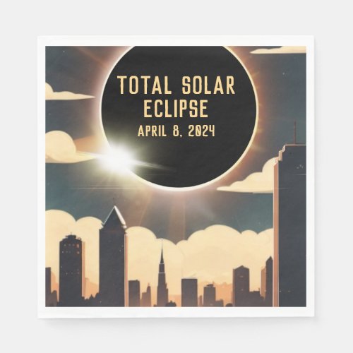 Total solar eclipse CITY April 8 2024 sun moon  Napkins