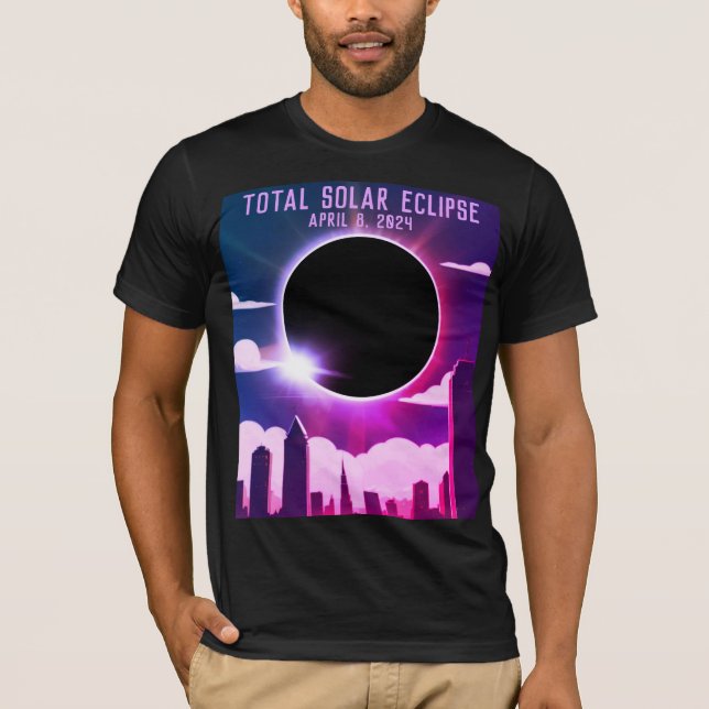 Total solar eclipse CITY April 8, 2024 sun moon  T-Shirt (Front)