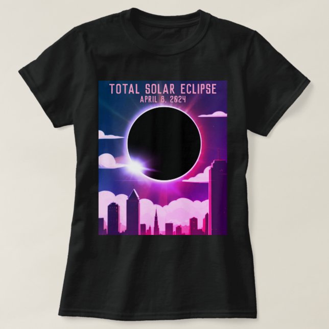 Total solar eclipse CITY April 8, 2024 sun moon  T-Shirt (Design Front)