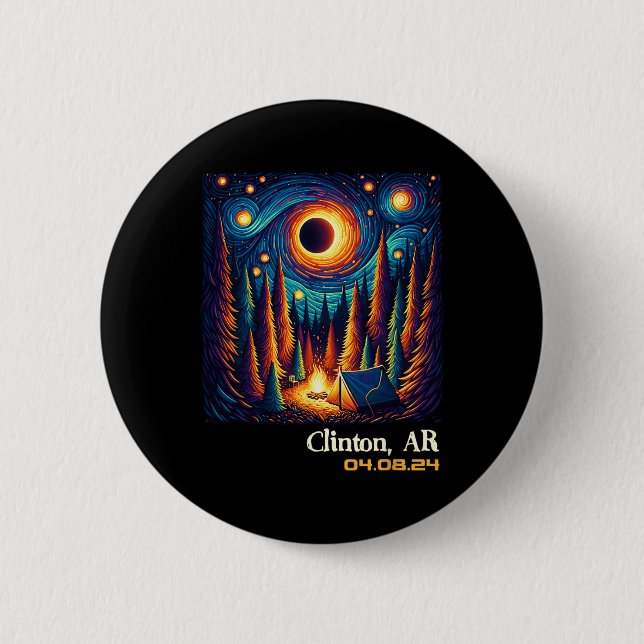 Total Solar Eclipse Clinton Arkansas  Button (Front)