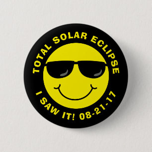 Total Solar Eclipse Cool Emoji Face Button
