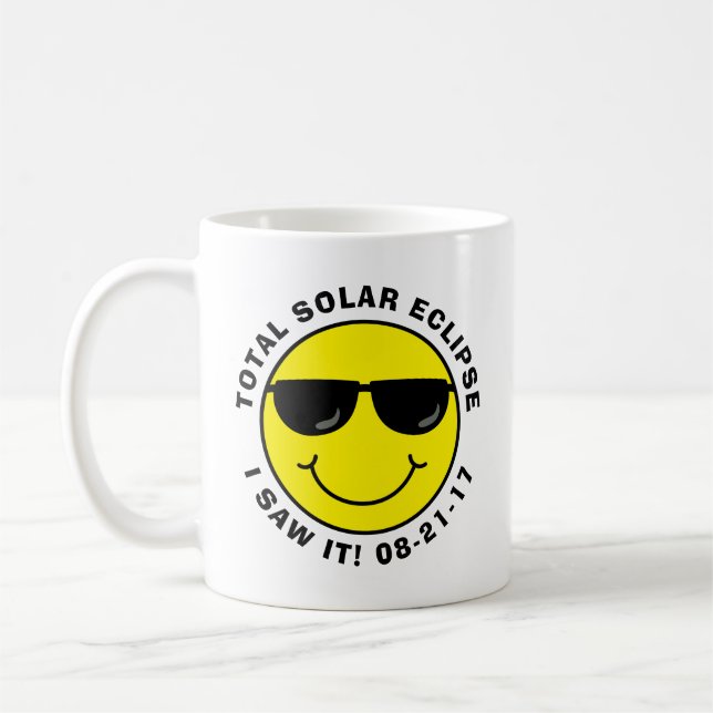 Total Solar Eclipse Cool Emoji Face Coffee Mug (Left)