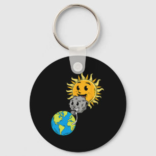 Total Solar Eclipse Earth Moon Sun Photobomb Lover Keychain