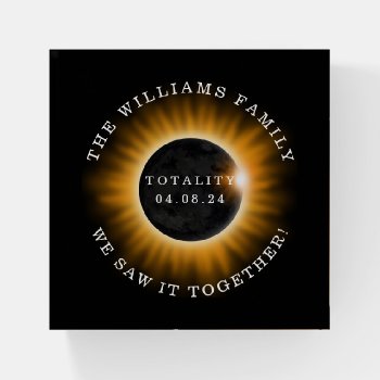 Total Solar Eclipse Family Name April 2024 Paperweight by ilovedigis at Zazzle