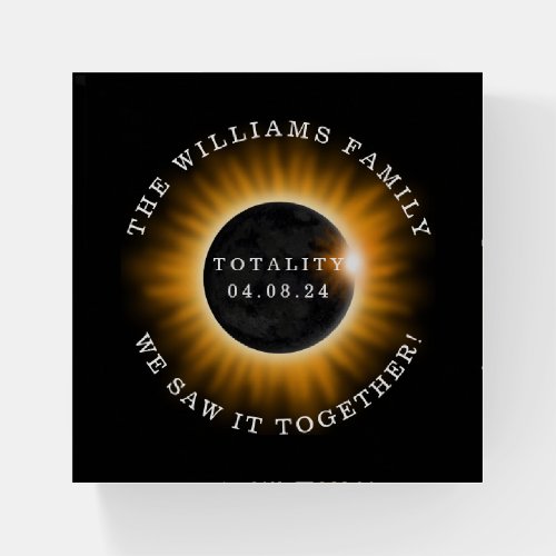 Total Solar Eclipse Family Name April 2024 Paperweight