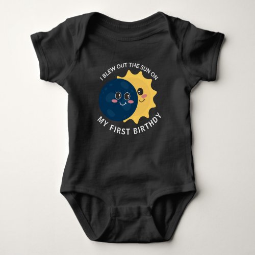 total solar eclipse First birthday  Baby Bodysuit