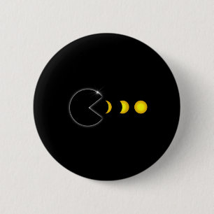Total Solar Eclipse Fun Gamer Eating Solar Men Boy Button