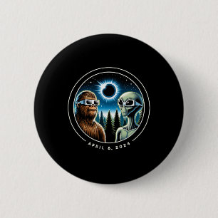 Total Solar Eclipse Funny Bigfoot Alien April Date Button