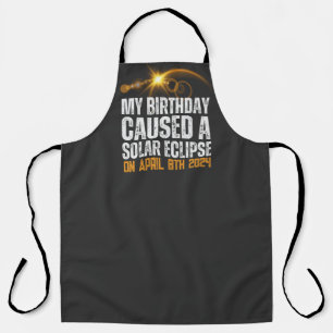 total solar eclipse funny birthday 4-8-2024 custom apron