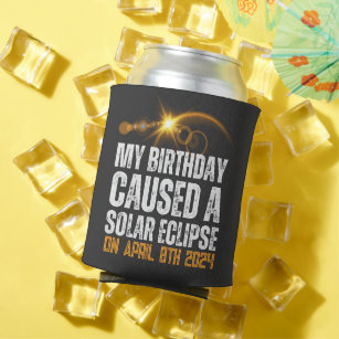 total solar eclipse funny birthday 4-8-2024 custom can cooler