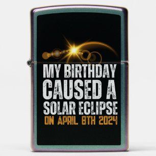 total solar eclipse funny birthday 4-8-2024 custom zippo lighter