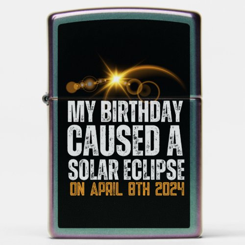 total solar eclipse funny birthday 4_8_2024 custom zippo lighter