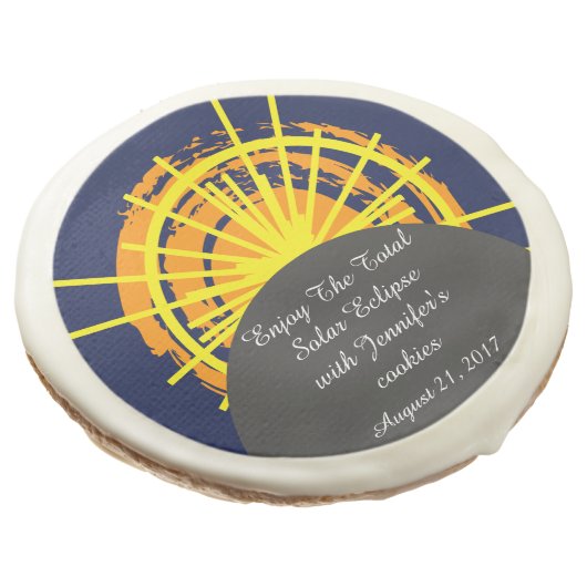 Total solar eclipse funny customizable sugar cookie (Angled)