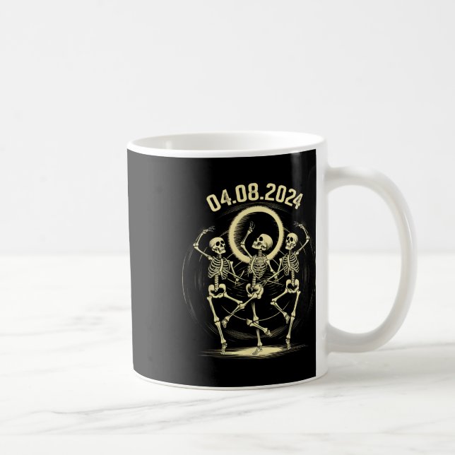 Total Solar Eclipse Funny Skeletons Dancing April  Coffee Mug (Right)