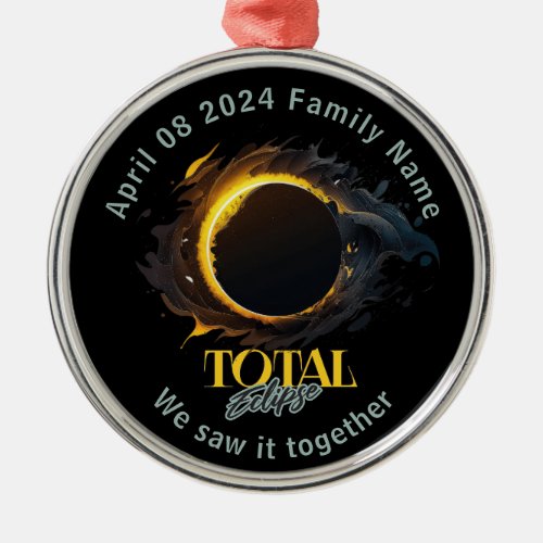  Total Solar Eclipse Gift 2024 April 8 Keepsake Metal Ornament