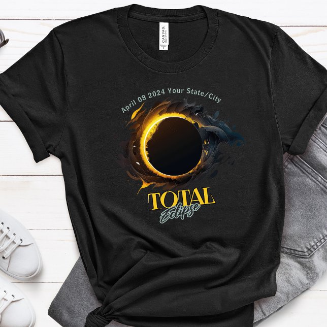 Total Solar Eclipse Gift 2024 Your City State  T-Shirt (Creator Uploaded)