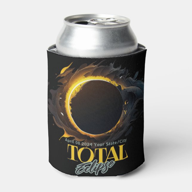 Total Solar Eclipse Gift 2026 Your City State  Can Cooler (Can Front)