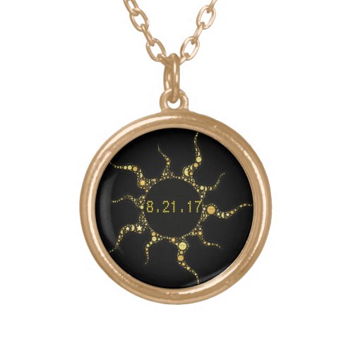 TOTAL SOLAR ECLIPSE GOLD PLATED NECKLACE