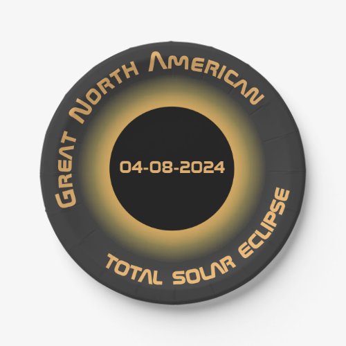 Total Solar Eclipse Great North American USA 2024 Paper Plates