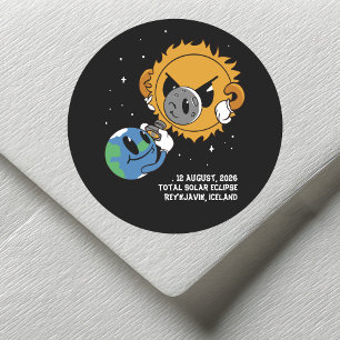 Total Solar Eclipse Iceland  2026 Photobomb Classic Round Sticker