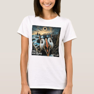 Total Solar Eclipse Iceland Puffin Selfie August 1 T-Shirt