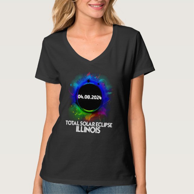 Total Solar Eclipse ILLINOIS 2024 Colorful Totalit T-Shirt (Front)