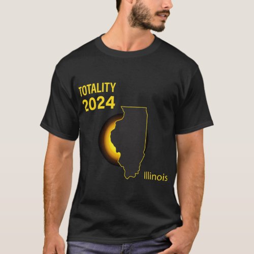 Total Solar Eclipse Illinois 2024 State Outline T_Shirt