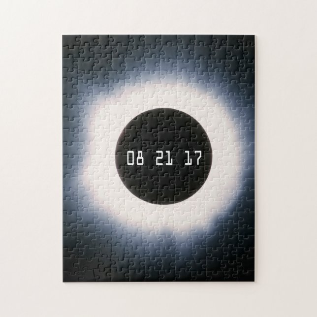 Total Solar Eclipse in Black and White Jigsaw Puzzle (Vertical)