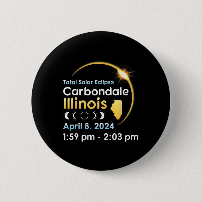 Total Solar Eclipse In Carbondale Illinois On Apri Button (Front)