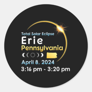 Total Solar Eclipse In Erie Pennsylvania On April  Classic Round Sticker
