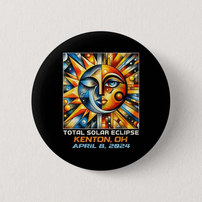 Total Solar Eclipse Kenton Ohio  Button (Front)
