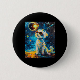 Total Solar Eclipse Maltese Dog Button