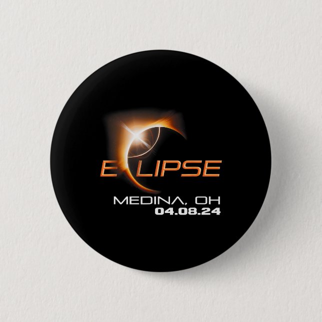 Total Solar Eclipse Medina Ohio  Button (Front)