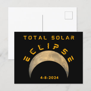 TOTAL SOLAR ECLIPSE MOON SUN EARTH POSTCARD