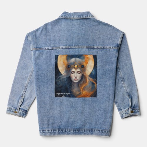 Total Solar Eclipse Mythical Goddess Add Text 2024 Denim Jacket