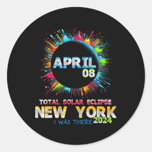 Total Solar Eclipse New York 2024 Colorful Totalit Classic Round Sticker