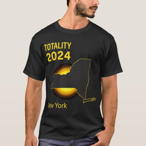 Total Solar Eclipse New York 2024 State Outline T_Shirt