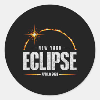 Total Solar Eclipse New York - Total Eclipse 2024 Classic Round Sticker