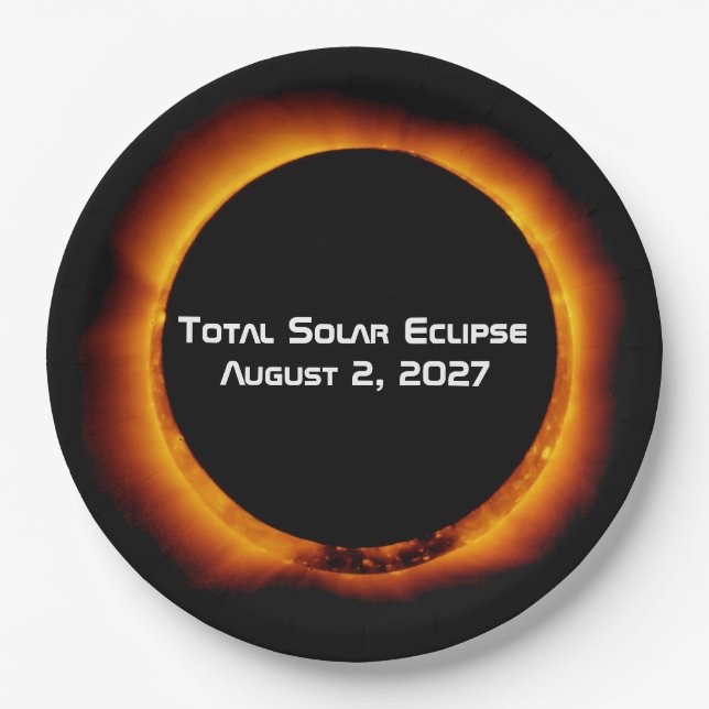 Total Solar Eclipse of the Century 2027 Paper Plates (Front)