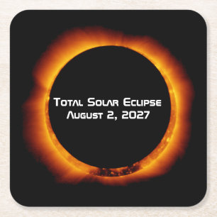 Total Solar Eclipse of the Century 2027 Square Paper Coaster