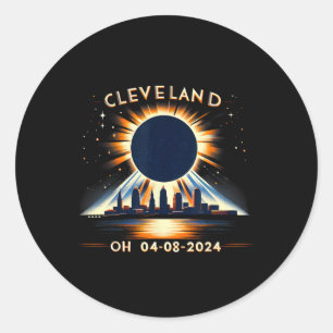 Total Solar Eclipse Oh April 08 2024 Cleveland Sol Classic Round Sticker