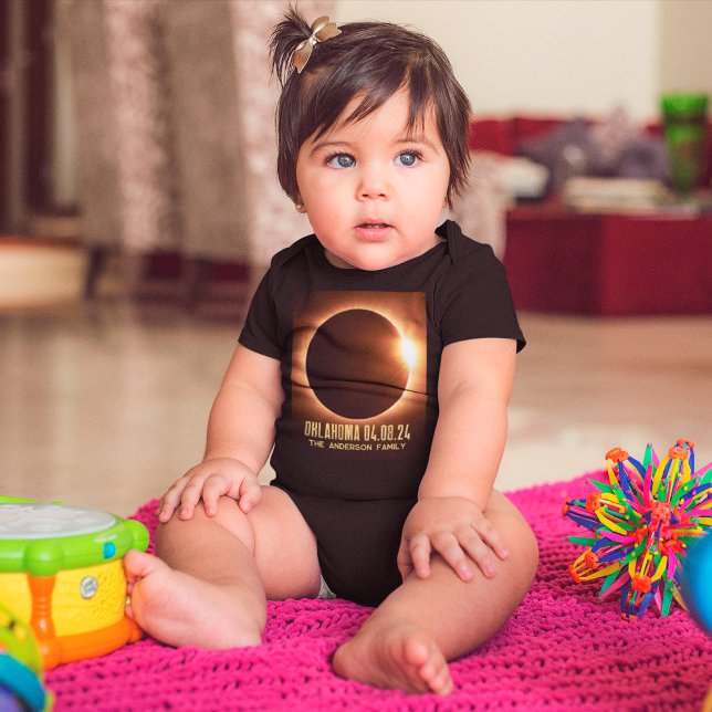 Total Solar Eclipse Oklahoma 2024 Personalized Baby Bodysuit (Creator Uploaded)