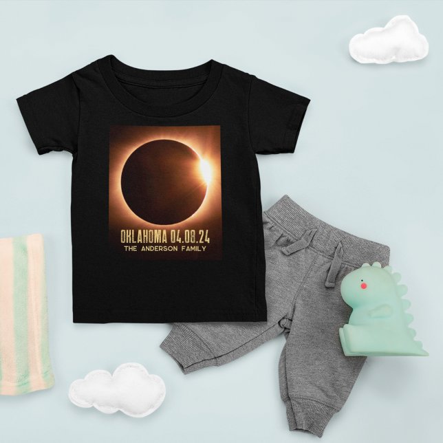 Total Solar Eclipse Oklahoma 2024 Personalized Baby T-Shirt (Creator Uploaded)