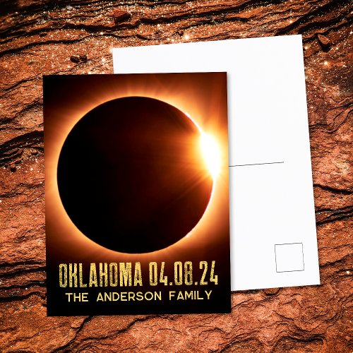 Total Solar Eclipse Oklahoma 2024 Personalized Postcard