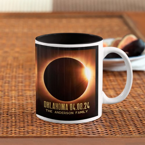 Total Solar Eclipse Oklahoma 2024 Personalized Two_Tone Coffee Mug