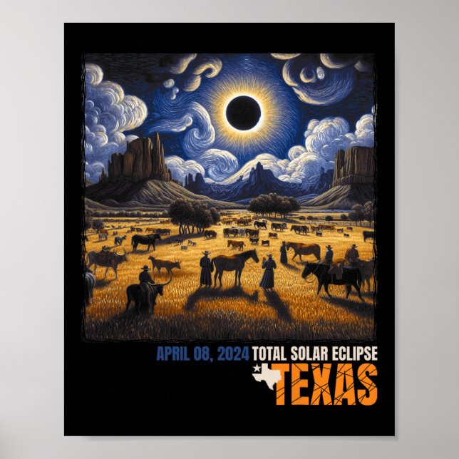 Total Solar Eclipse Retro April 8 2024 Astronomy  Poster (Front)