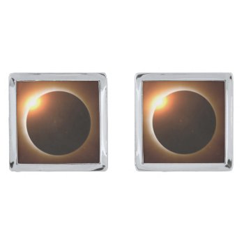 Total Solar Eclipse Silver Cufflinks by GigaPacket at Zazzle