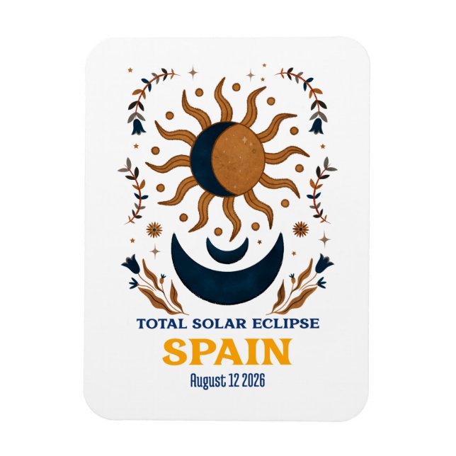 Total Solar Eclipse Spain August 2026 Magnet (Vertical)