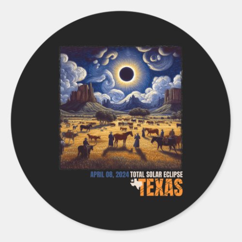 Total Solar Eclipse Texas Farm Totality April 8th  Classic Round Sticker