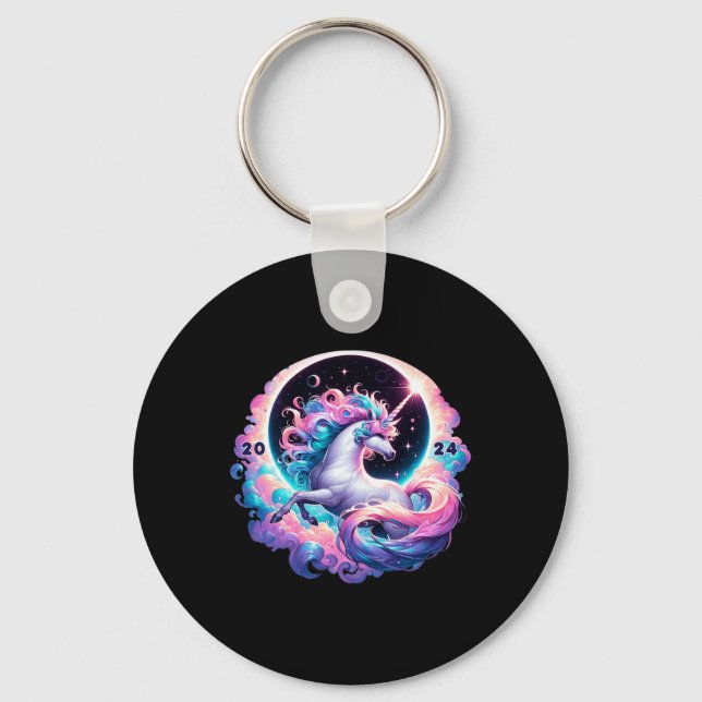 Total Solar Eclipse Totality Unicorn  Keychain (Front)